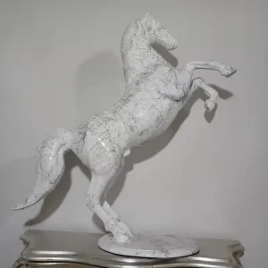 BA-420650  Şahlanmış siyah beyaz minyatür orta boy at tay heykeli bahçe dekoru